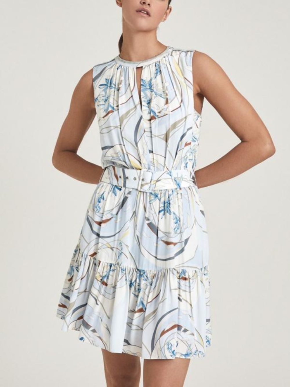Reiss Vienna Swirl Mini Dress sleeveless size 8